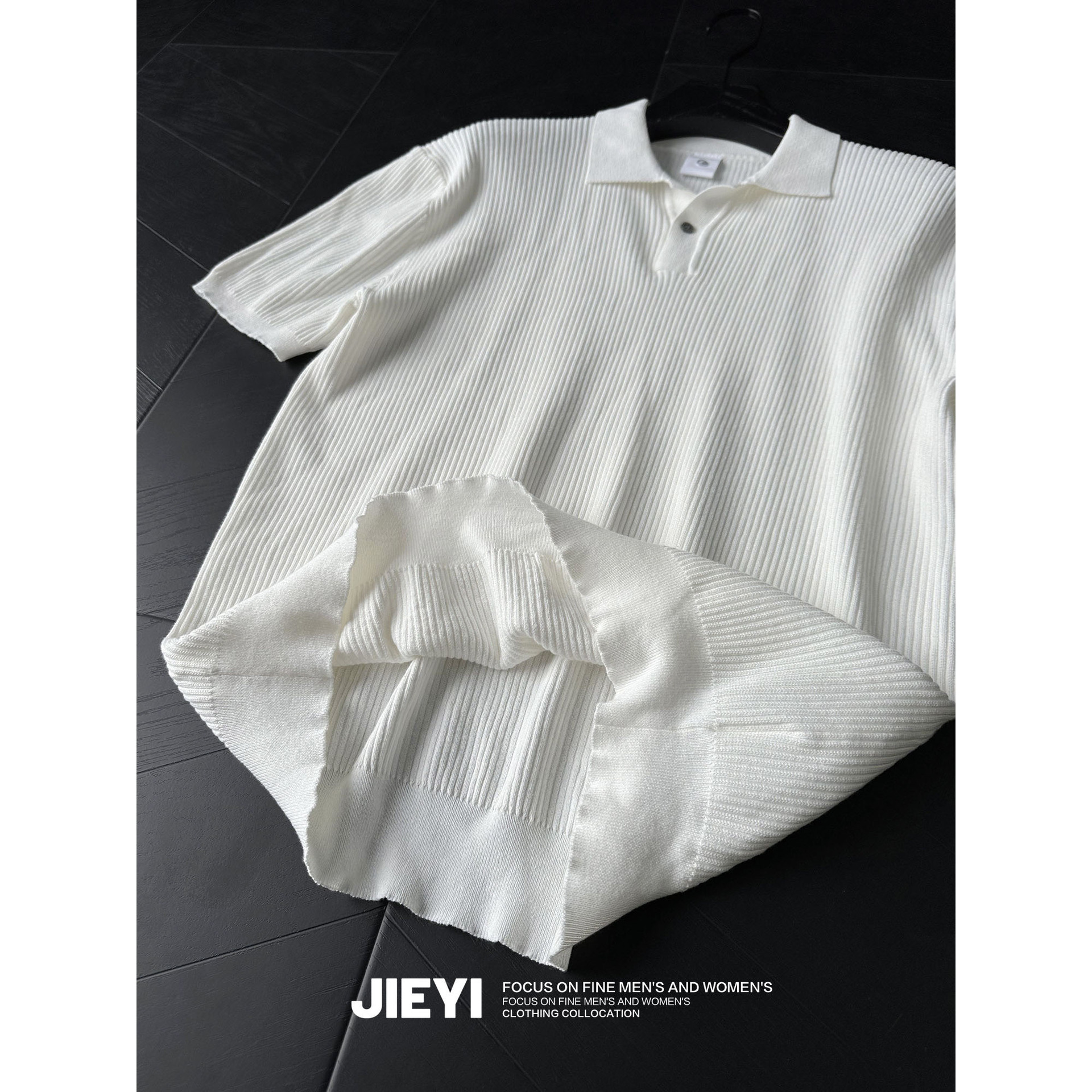 Polo camiseta de punto camiseta de manga corta camiseta de hombre cuello en V Paul rayas viejas líneas de negocios de verano fábrica transfronteriza mayorista image 4