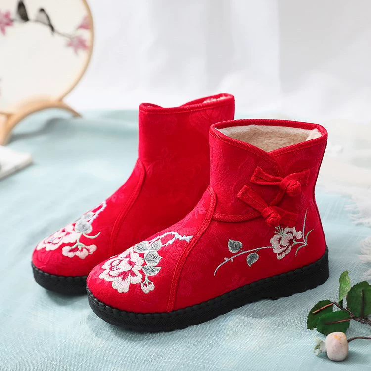 Шаг 2020 осень-зима новая обувь с вышивкой в этническом стиле женские сапоги на мягкой подошве с длинными волосами антикварные сапоги ханьфу сапоги для квадратных танцев