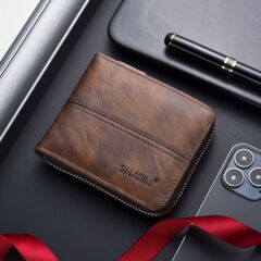 国境を越えた男性財布がよく売れているレトロなwallet menの新しい横の短いジッパー男性財布工場卸売り