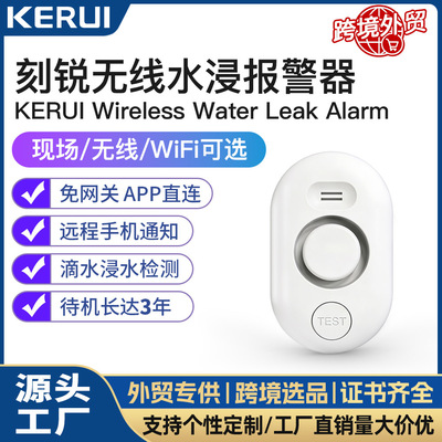 刻锐跨境厂家涂鸦水浸报警器家用远程智能家居WiFi漏水感应探测器|ms