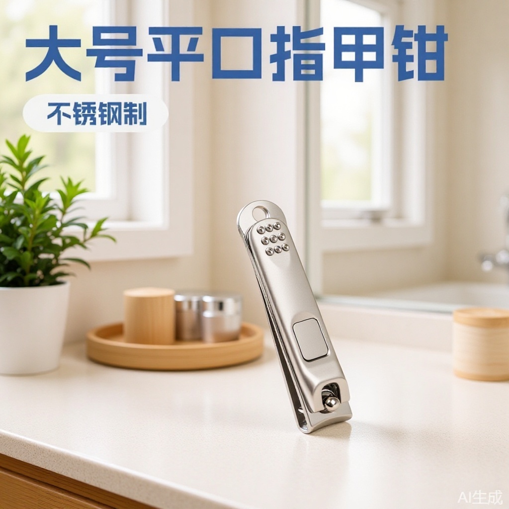 Hanfeng Factory Direct Sales High-Quality Stainless Steel Nail Clippers Anti-Splash Set Large Flat Scissors