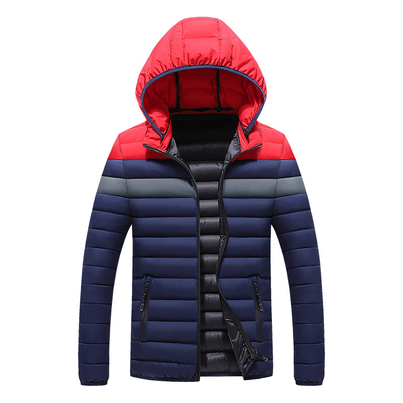 Chaqueta acolchada de algodón para hombres de invierno Abrigo acolchado de algodón de moda juvenil con chaqueta acolchada de algodón con capucha a juego de color blanco Comercio exterior transfronterizo