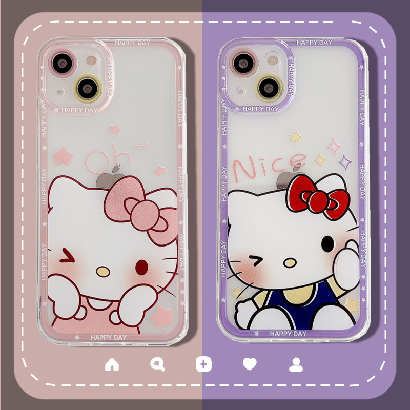 Cartoon Cute Hello Kitty Cat Suitable for Iphone15Promax Mobile Phone Case Apple 13 Anti-Fall 11 Silicone