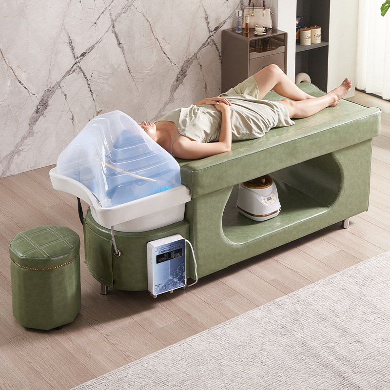 Masaje cabeza terapia cama peluquería especial peluquería salón de belleza calentador de agua temperatura constante circulación de agua fumigación tailandés cama de champú