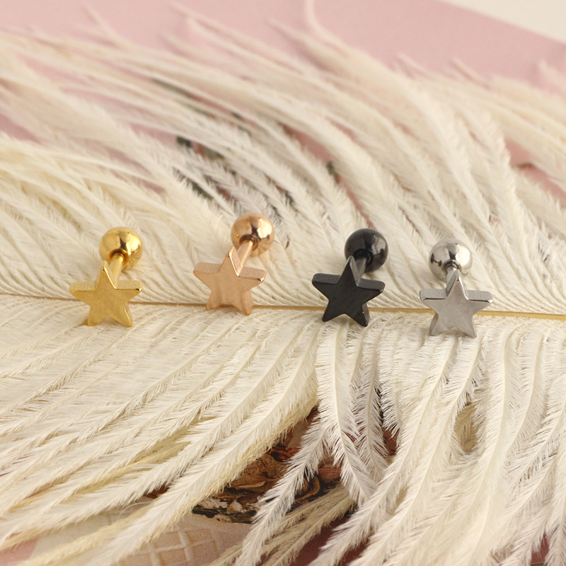Casual, Daily Occasion Stainless Steel Material 1 Piece Simple Style Star Stainless Steel Ear Studs