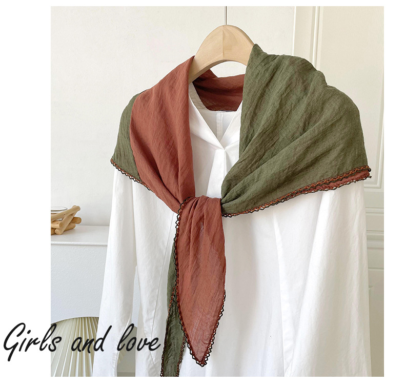 Femmes Style Simple Bloc De Couleur Coton Et Lin Foulard display picture 1