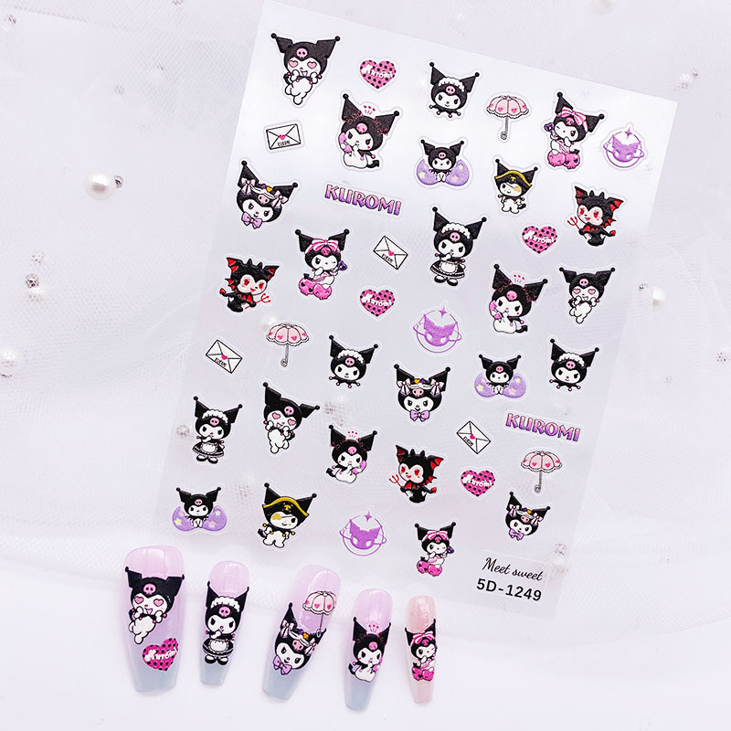 5D浮雕三丽鸥美甲贴纸SP库洛米美乐蒂KT猫大耳狗wendy捏捏指甲贴