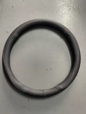 Steering wheel cover: Cover 5D Embossed Logo Car - round-red-and-blue-lines-38cm