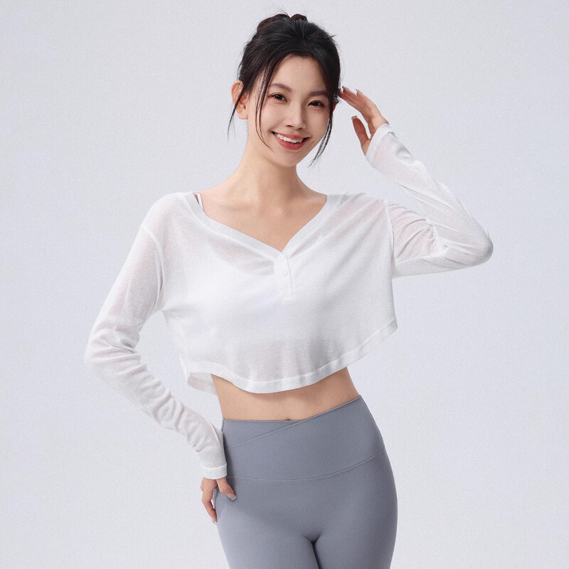 Autumn Lightweight Yoga Cover-Up Women's Long-Sleeved T-Shirt Pilates Fitness Top Outdoor Sun Protection Loose Sports Cover-Up Autumn Lightweight Yoga Cover-Up Women's Long-Sleeved T-Shirt Pilates Fitness Top Outdoor Sun Protection Loose Sports Cover-Up