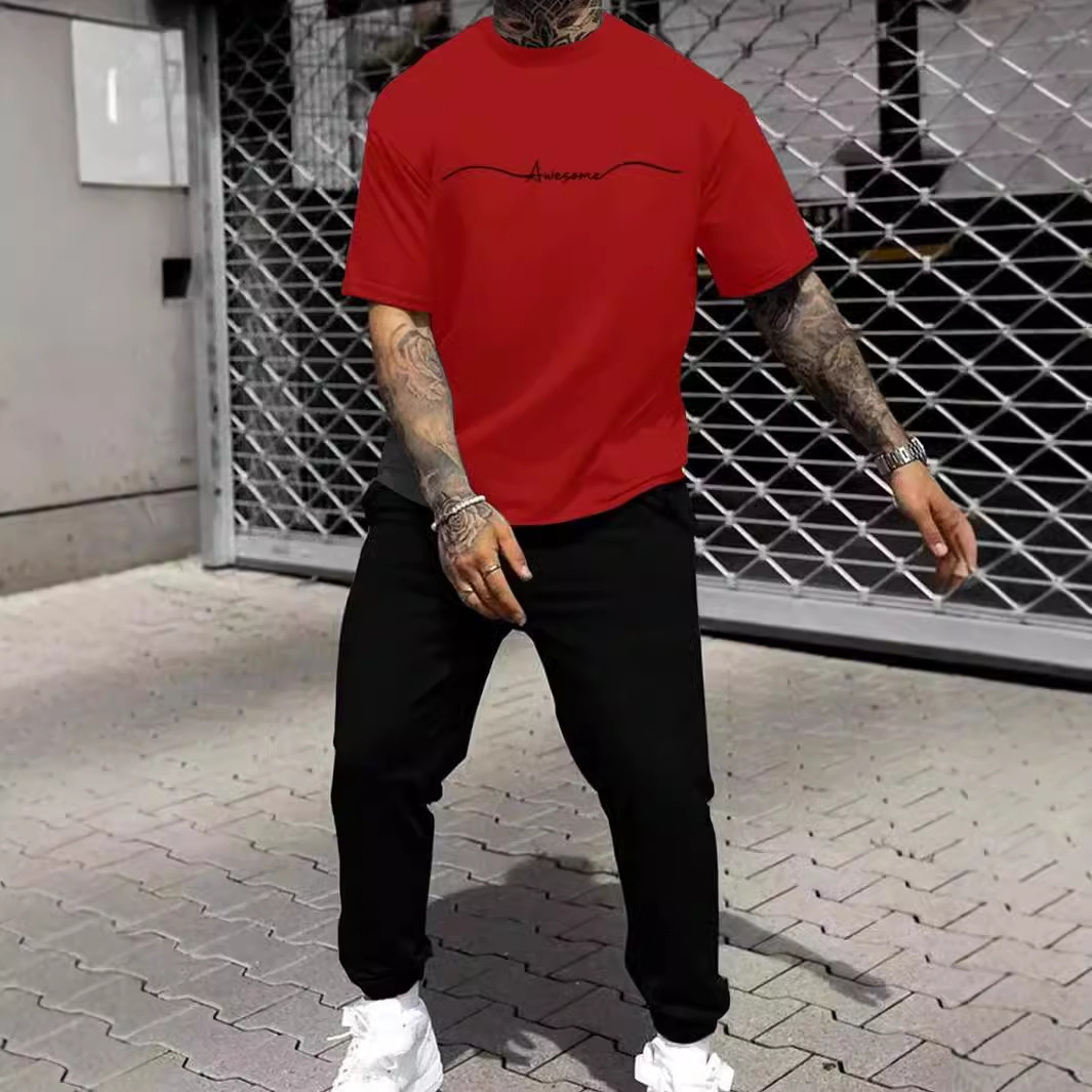 Pantalones de camiseta de manga corta sueltos de la marca de moda 2024 nuevo traje de dos piezas simple y casual ME13 ML4