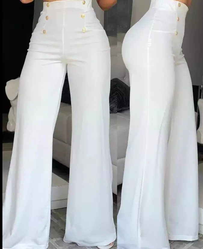 Slim Fit Double Breasted Flared Trousers For Women Elegant Trousers_voghion.com