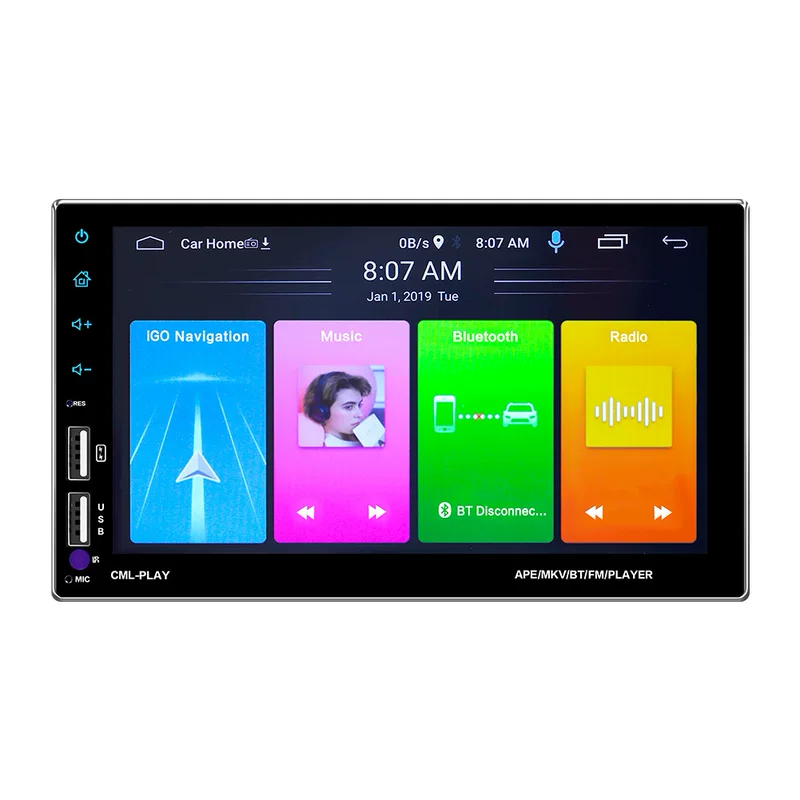 7-дюймовый автомобильный MP5/MP4 плеер с двойным USB, Android навигация, процессор 8708U, поддержка задней камеры, Bluetooth