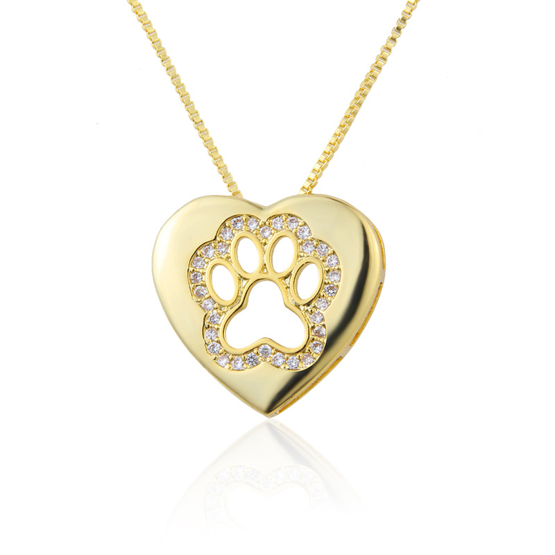 Nihaojewelry Collier De Griffe De Chat En Forme De Coeur En Zircon Incrusté Simple Bijoux En Gros display picture 9