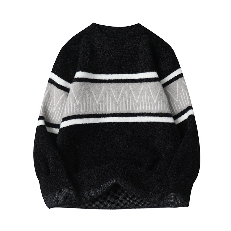 Weicher Pullover aus Nerzsamt für Herren, Herbst-Winter-Strickwaren mit verdicktem Rundhalsausschnitt für Teenager und Studenten, warmes Oberteil_voghion.com