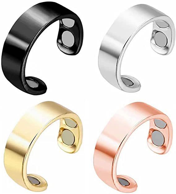 Amazon European and American Electroplated Rose Gold Ring Men's Double Magnetic Health Care Open Magnetic Ring Wholesale Jewelry