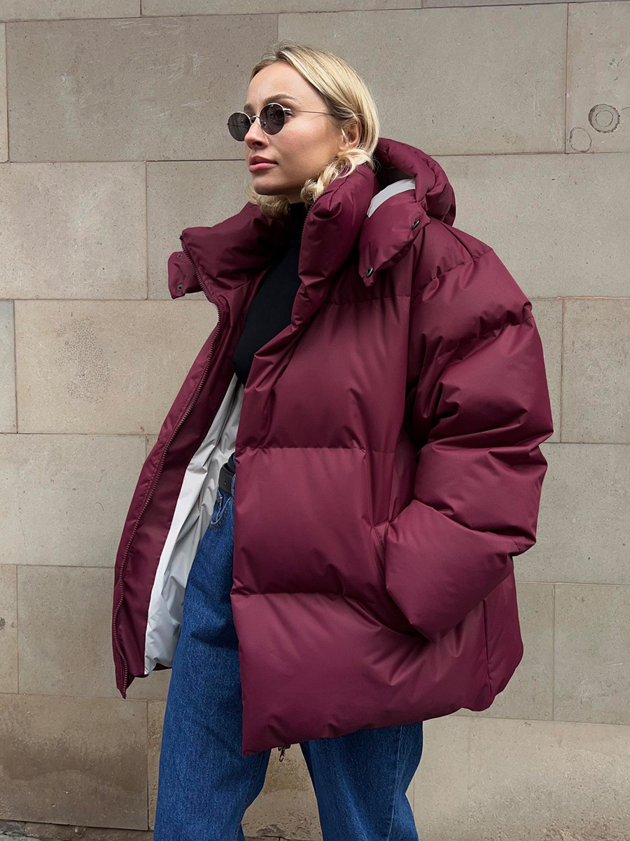 Women's Puffer Jacket Cotton Loose Warm Solid Colour Winter Coat_voghion.com