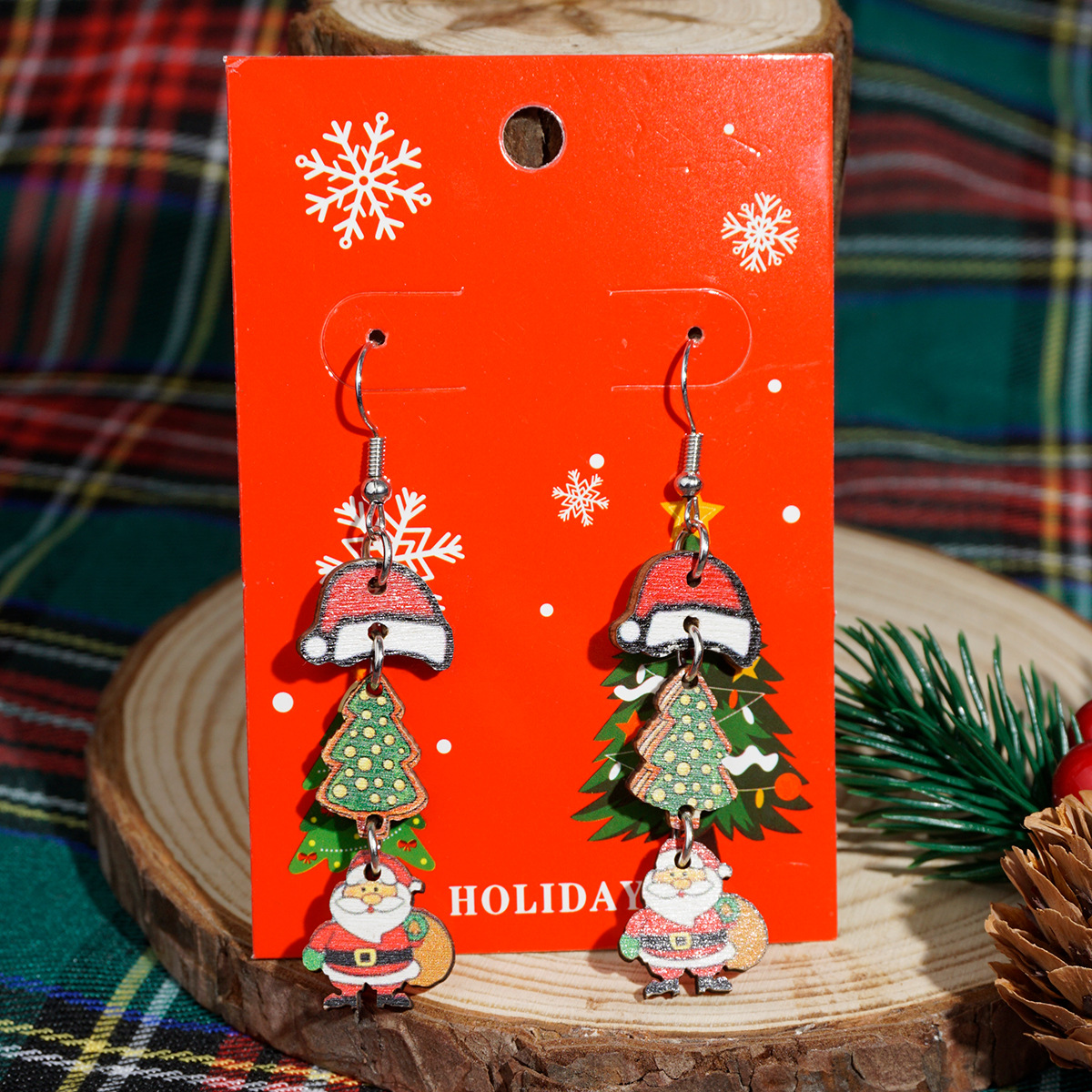 30g Weight Iron Ear Needle Material Drop Earrings Classification 1 Pair Quantity Party, Festival Occasion Alloy Material Christmas Festival Christmas Tree, Santa Claus, Snowflake Pattern Women's Gender IG Style Style 1 Pair Christmas IG Style Christmas Tree Santa Claus Snowflake Alloy Drop Earrings 23