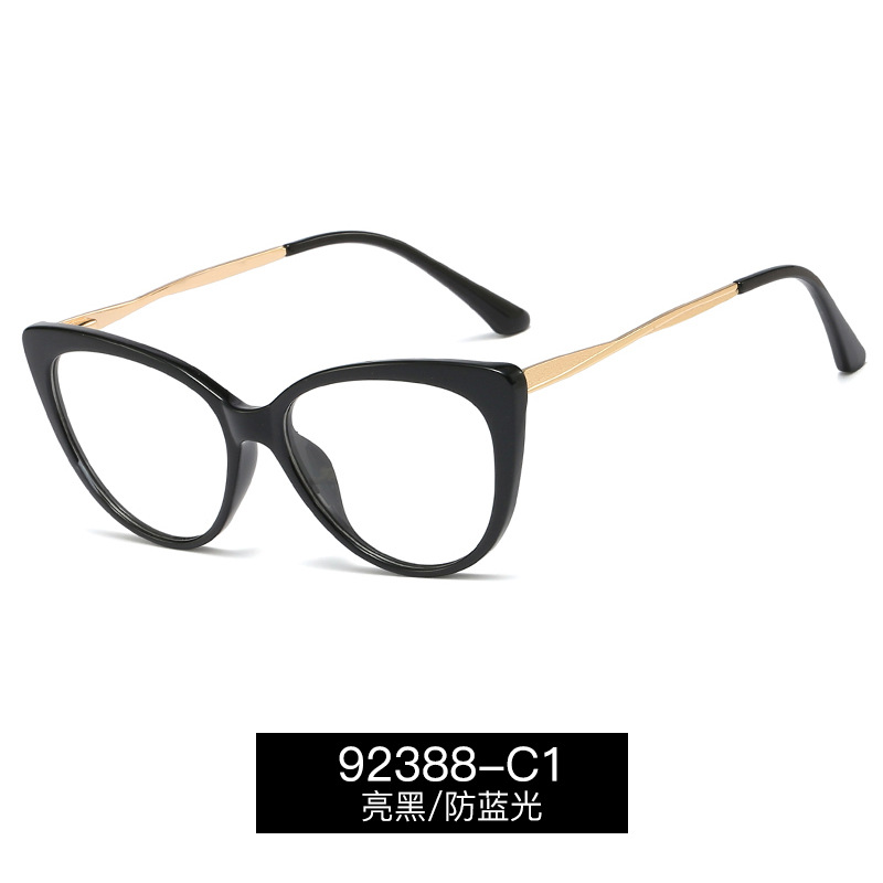 TR92388 metal primavera pierna gato marco anti-azul gafas de luz con gafas de miopía marco TR90 gafas lisas para las mujeres