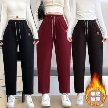 中年妈妈裤子2025秋冬季新款高腰直筒裤女宽松休长裤大码加绒裤