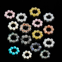 天然水晶玛瑙跑环白水晶粉晶海蓝宝4mm 8颗圆珠小跑环手串diy配件