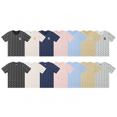 25s夏の新型韓系潮牌NY満印老花ゆるいカジュアル男女カップル同型半袖tシャツ