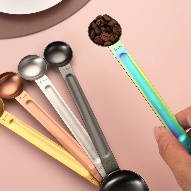 Creative colored 430 stainless steel integrated two-use coffee bean scoop baking tool measuring spoon