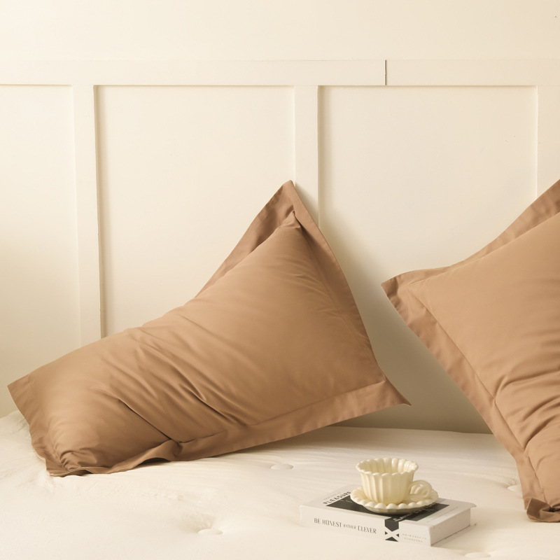 A clase 100S de color sólido algodón molido una sola funda de almohada de algodón de otoño y invierno doble funda de almohada gruesa funda de almohada