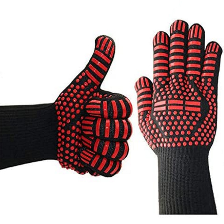 Amazon en stock barbacoa guantes llama barbacoa guantes silicona antideslizante horno resistente al calor 500-800 grados guantes