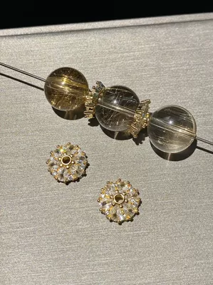 Color-Preserving 14K Gold-Filled Micro-Paved Zircon Crystal Accessories DIY Flower Tray Cap Spacer Beads Handmade Beaded Necklace Bracelet Accessories (Zərgərlik ara hissələri) - gold-11mm-one