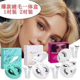 亚马逊磁吸假睫毛 热卖一体盒3D欧美硬梗浓密磁性睫毛夹便携套装