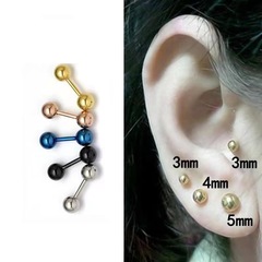 Cross-border simple titanium steel gold beans ear piercing ear bone earrings dumbbell round ball ear earrings body piercing universal screw earrings