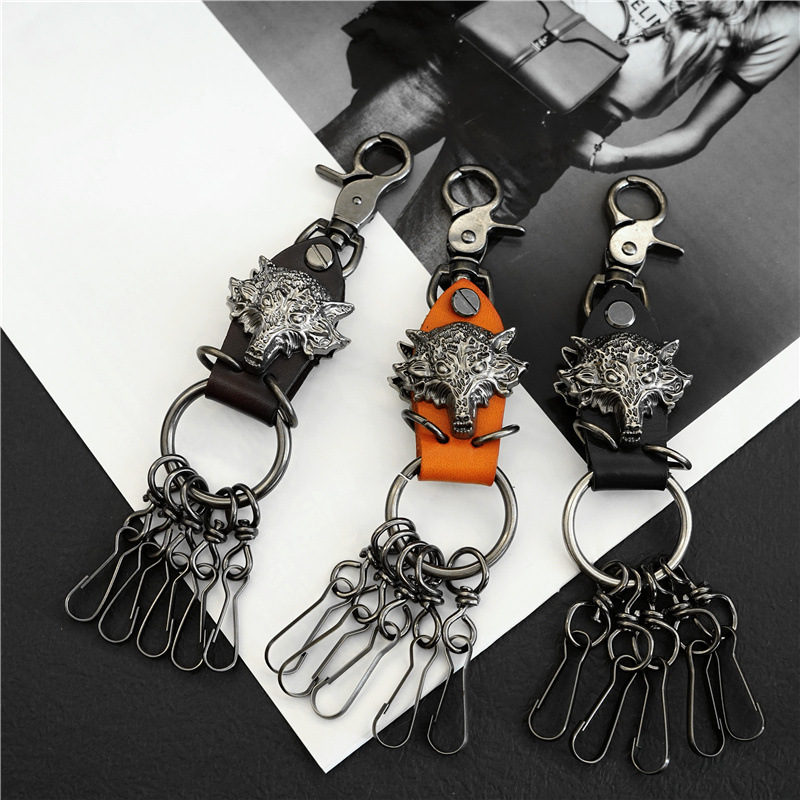 Retro metal creative keychain, punk style, creative gift