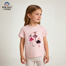 跨境童装26年春夏季儿童短袖T恤甜美可爱圆领印花童上衣现货批发
