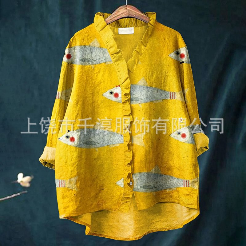 Directly from the Source Factory, New European and American Style Floral Lace Collar Tops for Amazon Independent Platforms, Comfortable and Casual Round-Neck Shirts