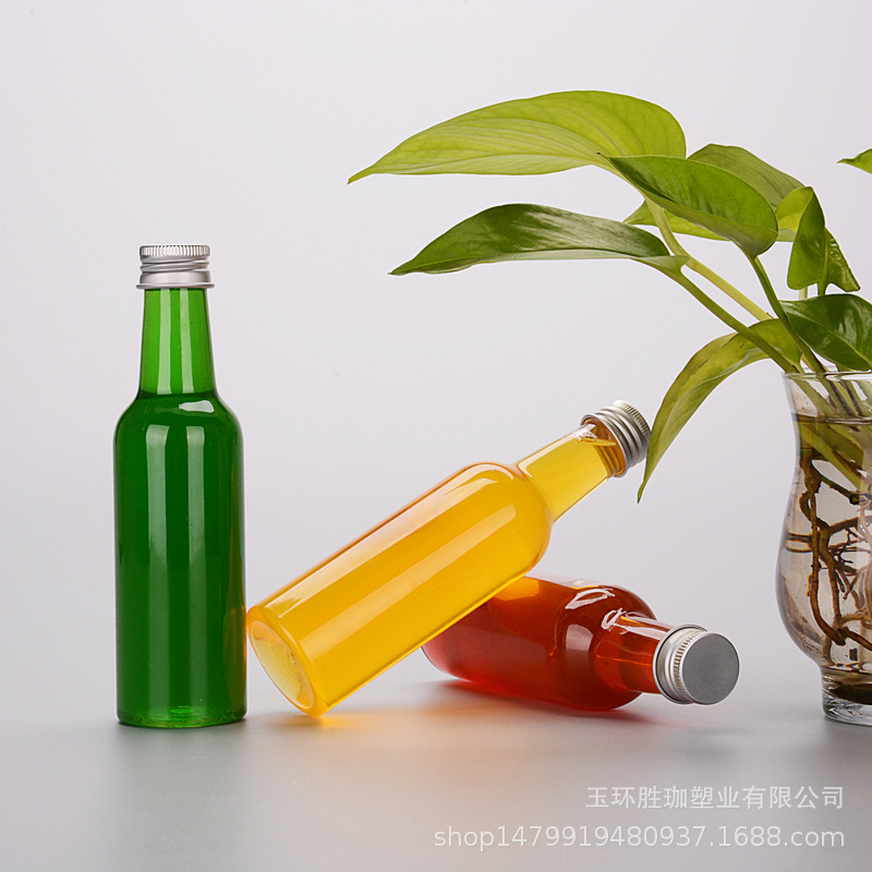 150ml创意酒瓶塑料啤酒瓶红酒瓶饮料包装瓶玻璃油膜净瓶