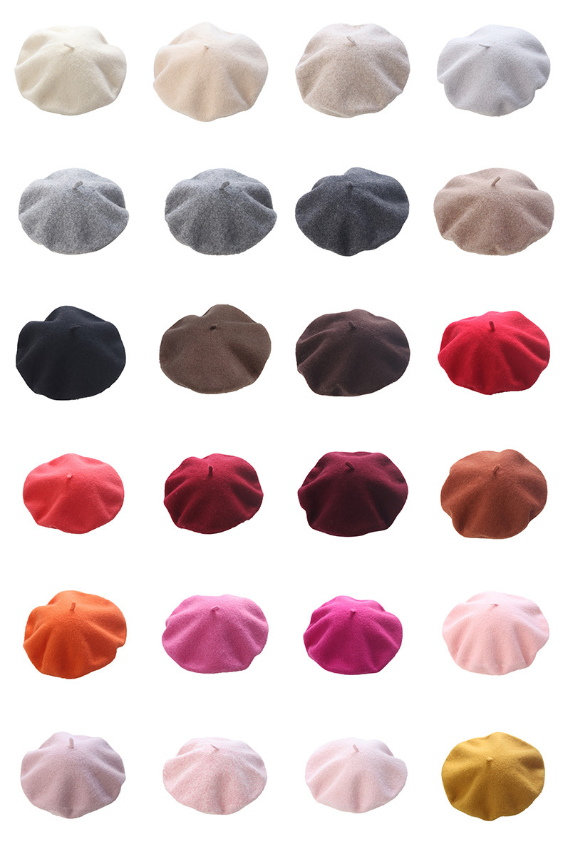 Unisex Wool beret Autumn-winter vintage woolen painter's hat Winter hat Lady's bud hat_voghion.com