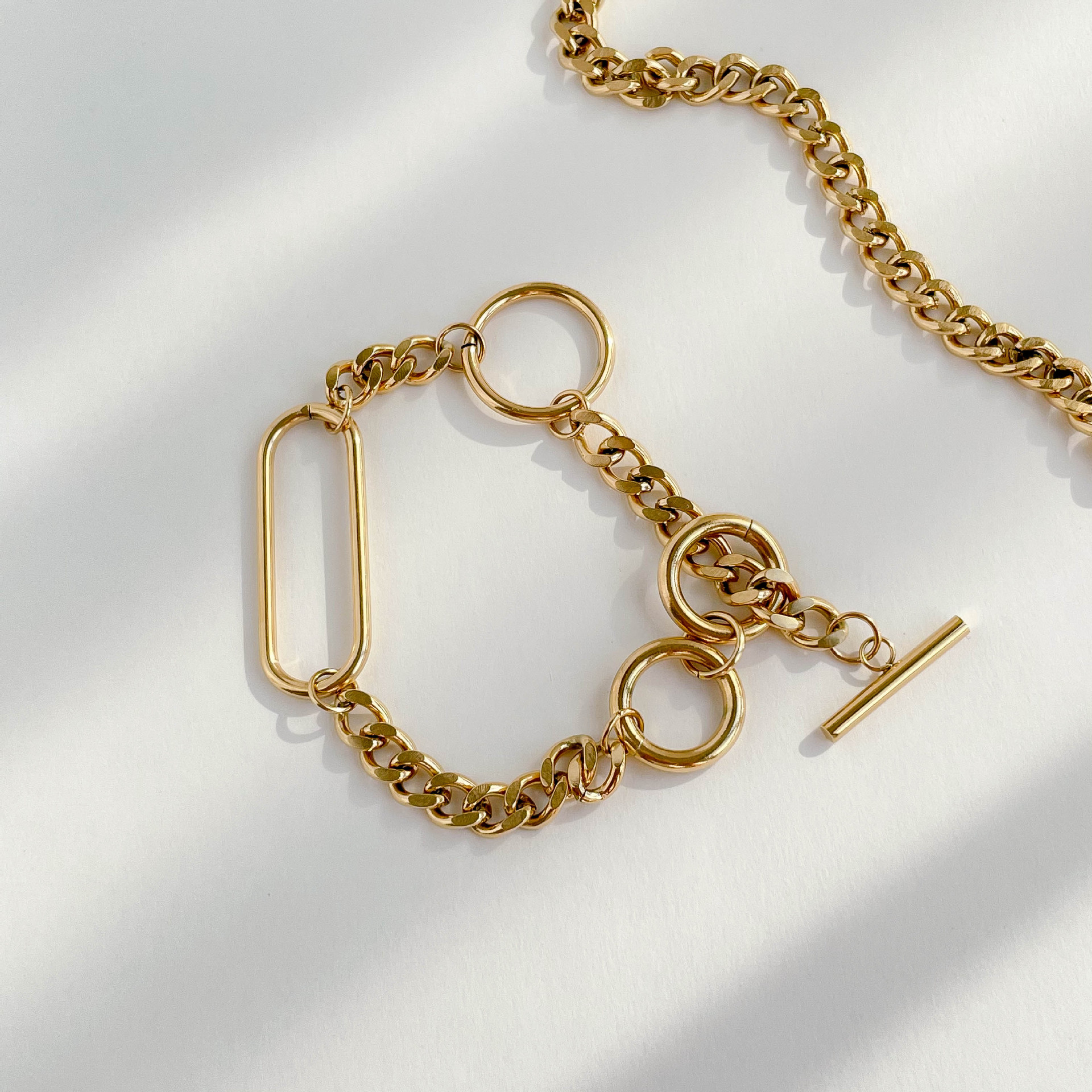 30g Weight Ins Style Geometric Titanium Steel Plating Bracelets Necklace