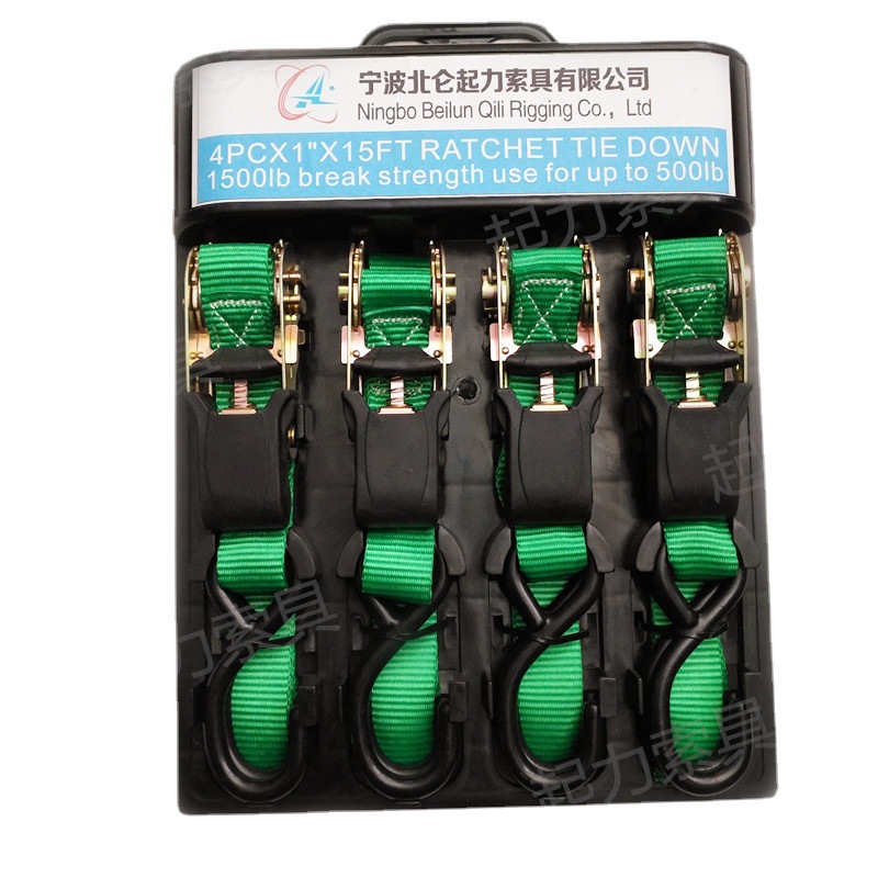 起力索具1”塑壳精包装绑扎带 棘轮拉紧器欧式S钩