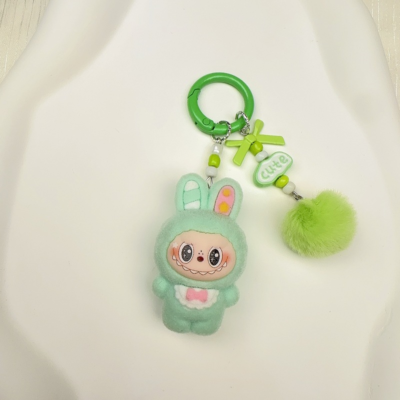 新款植绒小兔子abubu钥匙扣挂饰跨境萌粒公仔diy配饰手机饰品挂件|undefined