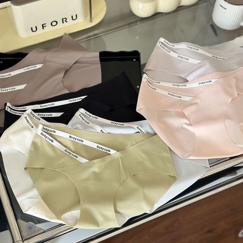 8657 Summer launch of Pure Desire Seamless Ice Silk Adhesive Girls Mid-waist Underwear Cotton Breathable Fashionable Sexy Women’s Underwear