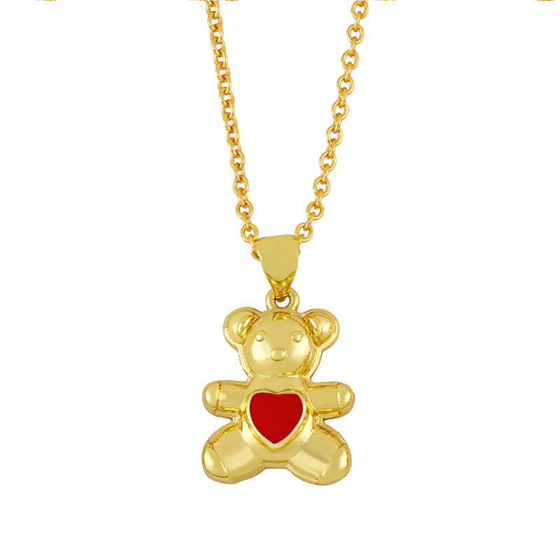 Nihaojewelry Dripping Oil Heart Shape Bear Necklace Wholesale Jewelry display picture 7