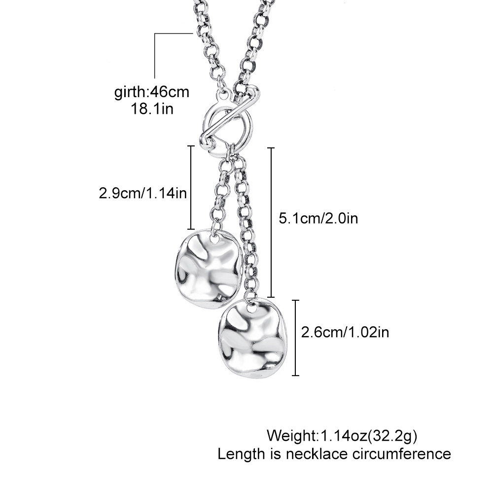 Simple Antique Silver Round Pendant Necklace With Ot Buckle_voghion.com