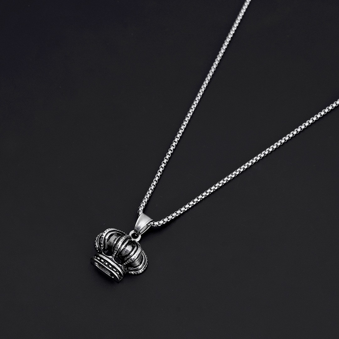Stainless pendant crown shaped titanium steel fashionable and trendy necklace DIY accessories_voghion.com