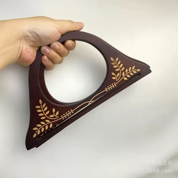 Vintage Carved Wooden Hanger Woven DIY Handmade Material Bag Accessories Handle Fabric Cheongsam Bag Accessories Wooden Handle