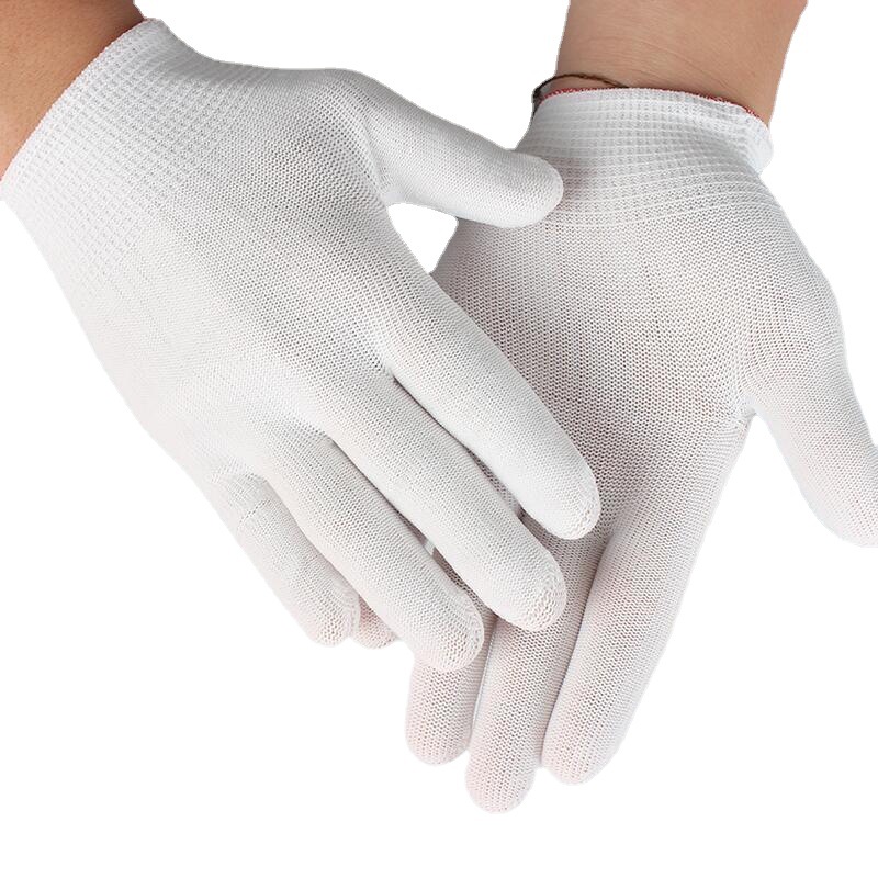 Wholesale 13-needle thin nylon gloves, outdoor cycling and entertainment white small ladies dust-free work gloves