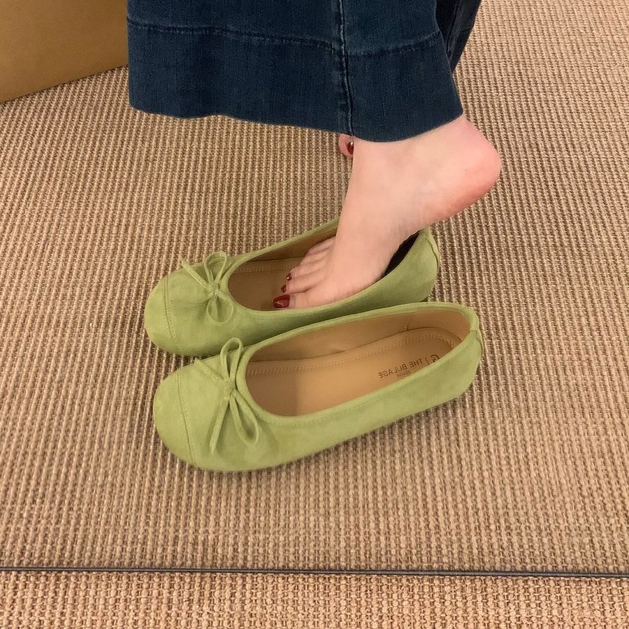 Retro cabeza redonda zapatos de ballet plano zapatos de mujer zapatos 2025 nuevo arco primavera y otoño suave zapatos de noche