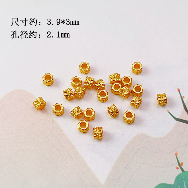 Ancient S925 Silver Gold-Plated Spacer Bead Bracelet Necklace Handmade DIY Beaded Jewelry Accessories Wenwan Accessories