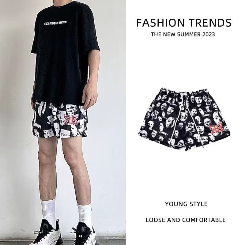 Sports American-style trendy shorts, four-point basketball loose quick-dry mesh breathable summer casual training running shorts