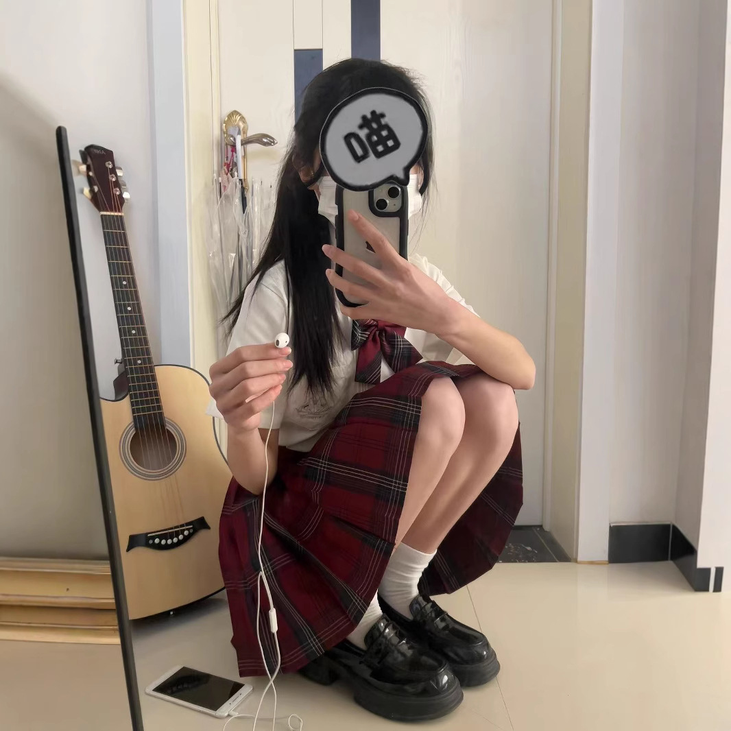 [2024 새로운] 원래 XUAN GE 스커트 세트 순수한 욕망 JK 셔츠 허리 조커 소녀 대학 스타일 주름 치마