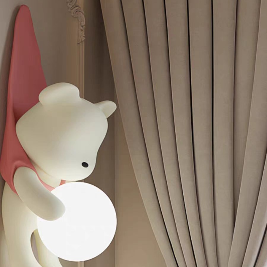 Creativa crema de dibujos animados cabeza de luz nueva niñas cabeza de cama lámpara de cama dormitorio decoración anual de la habitación de los niños 2024